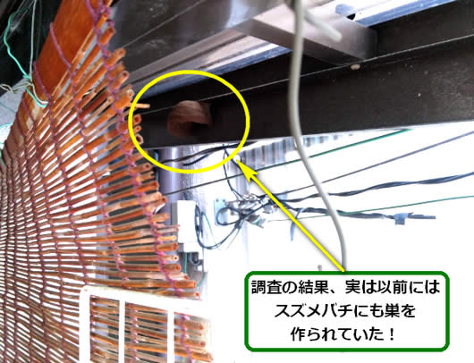 スズメバチの巣駆除ベランダ